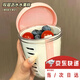 戰舵水果盒可瀝水果杯便攜外出沙拉早餐杯學(xué)生帶叉裝便當保鮮盒 粉色可瀝水果杯 650ml