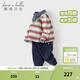 戴維貝拉（DAVE＆BELLA）新款男童長(cháng)褲套裝紳士風(fēng)兒童上衣兩件套休閑男寶寶春天衣服 紅白條紋【現貨】 100 cm（建議身高90-100cm）