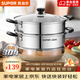蘇泊爾（SUPOR）304不銹鋼蒸鍋雙層加厚復底湯鍋帶蒸籠燃氣電磁爐通用 【雙層加厚】旗艦款 26cm