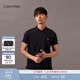 Calvin KleinJeans夏季男士商務(wù)休閑通勤簡(jiǎn)約ck印花純色翻領(lǐng)短袖T恤POLO衫 CHW-藏青色 S