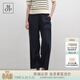 Marc O'Polo/MOP 春季新款直筒寬松簡(jiǎn)約透氣棉麻休閑褲女 藏青色899 36 /165