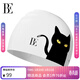 范德安（BALNEAIRE）小黑貓/喵星人系列2025新品印花成人泳帽 BYM076 奶油白