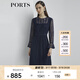 PORTS寶姿商場(chǎng)同款新品女裝喇叭袖蕾絲收腰連衣裙LL8D035KLN002 丈青 XS (2)