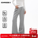 ICH MODE美式微喇運動(dòng)褲女春秋季直筒闊腿褲休閑褲子bf慵懶風(fēng) 花灰色 L
