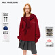 ANN ANDELMAN【 蔡卓妍同款】慵懶松弛感毛線(xiàn)衣披肩連帽針織毛衣 紅色 M
