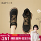 達芙妮厚底板鞋女2026冬季新款增高加絨保暖棉鞋女時(shí)尚輕便運動(dòng)鞋 黑色 38 (240mm) 標準碼