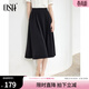 歐莎（OSA）夏季中長(cháng)款半身裙微胖遮肉高級感a字傘裙小個(gè)子高腰顯瘦職業(yè)裙子 黑色 L