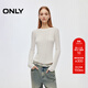 ONLY2025秋季新款圓領(lǐng)輕盈舒適修身亮片長(cháng)袖針織衫女|125324036 A01白鷺色 S