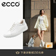 愛(ài)步（ECCO）板鞋女鞋 牛皮休閑板鞋系帶鞋平底鞋女 柔酷470843 HL 白色/銀色47084361144 38 (240mm)