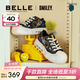 百麗（Belle）SMILEY聯(lián)名流浪玩家涂鴉帆布鞋女商場(chǎng)款高幫休閑鞋3ZJC4CM5 黑色 38 (240mm)