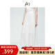 H's棉麻半身裙女25夏新款設計感抗皺挺括A字型松緊腰頭腰裙 本白 S