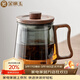 金鑲玉玻璃茶杯 高硼硅耐高溫木把玻璃杯可過(guò)濾茶水分離杯馬克杯茶具 墨色玻璃辦公杯