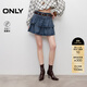 ONLY2025夏季新款A字雙層荷葉裙擺短裙牛仔半身裙女|125337006 J34 390洗水牛仔藍 M