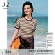 玖姿·安娜蔻【海鹽之夏】miu風(fēng)拼色條紋針織短袖T恤女2025夏季款 條咖啡 2XL