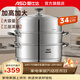 愛(ài)仕達（ASD）蒸鍋304不銹鋼蒸鍋家用3層三層加高加厚蒸饅頭湯鍋燃氣電磁爐通用  ZS34Q1WG 34cm