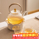 瓷牌茗茶具花茶茶具加厚耐熱玻璃茶壺加熱陶瓷溫茶爐蠟燭底座茶壺溫茶器 提梁壺(嘴濾款)+蠟燭臺+2杯 710ml