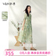 飛鳥(niǎo)和新酒設計感短袖連衣裙女2026夏季新款中長(cháng)款寬松顯瘦天絲裙 滿(mǎn)幅圖案淺綠HPG02 L
