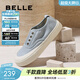 百麗（Belle）便捷免系帶帆布鞋女舒適百搭休閑板鞋B2747CM5 藍色 36 (230mm)