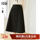 歐莎（OSA）知性通勤復古高腰星空呢傘裙2025秋新款女a(chǎn)字顯瘦氣質(zhì)百搭半身裙 黑色 M