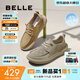 百麗布鞋透氣男夏季商場(chǎng)同款厚底一腳蹬休閑鞋8SW01BM5預售 卡其色（彈力帶） 41 (255mm)