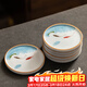瓷牌茗茶具（cipaiming teaset）手繪陶瓷杯墊組合家用隔熱茶托墊小號羊脂玉茶具配件 羊脂玉手繪《戲魚(yú)》杯墊-6個(gè)裝