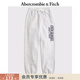 Abercrombie & Fitch【LOGO束腳褲】美式抓絨松緊腰運動(dòng)衛褲長(cháng)褲25秋冬女裝186-5013 淺灰色 L (165/86A)