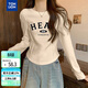 唐獅（TonLion）2025秋冬女圓領(lǐng)前胸字母打底衫