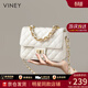 viney包包女包牛皮斜挎包輕奢鏈條包品牌生日禮物送女友老婆 【白色】實(shí)用高檔手提小方包 時(shí)尚ck風(fēng)小眾單肩腋下包