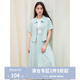 獨束大碼女裝短袖拉鏈開(kāi)衫半身裙套裝2025夏季新品通勤時(shí)尚兩件套 湖水藍-半身裙 XL （尺碼：3）