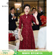 MORELINE沐蘭新中式喜婆婆禮服旗袍裙2025年春秋季新款喜媽媽宴會(huì )裙連衣裙 丹朱金紅 L