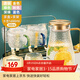 富光 玻璃冷水壺涼水壺家用耐熱高溫大容量泡茶壺涼白開(kāi)水杯家庭套裝 壺1650ml+水杯（6只）+架子+盤(pán)子