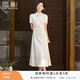 香影新中式國風(fēng)立領(lǐng)連衣裙女2025夏季新款改良旗袍風(fēng)白色提花裙子 米白 斜襟款 暗紋提花 M 160/84A/95-110斤