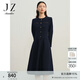 玖姿·安娜蔻法式小香風(fēng)圓領(lǐng)修身挺括質(zhì)感連衣裙女冬款 丈青 M