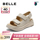 百麗（Belle）簡(jiǎn)約休閑勃肯鞋女商場(chǎng)同款厚底舒適涼鞋D9J2DBL5 米色 39 (245mm)