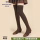 MALOVE MZ女鞋冬新款彈力瘦瘦靴女低跟長(cháng)筒過(guò)膝靴小個(gè)子長(cháng)靴 古銅金 36