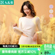 AB內衣女彈力棉親膚彩條套裝秋冬常規保暖長(cháng)袖長(cháng)褲打底基礎套裝 米灰彩條(女） XL