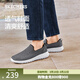 斯凱奇（Skechers）男鞋網(wǎng)面舒適健步休閑鞋子一腳蹬懶人鞋網(wǎng)面鞋 黑色/灰色/BKGY 39.5