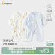 童泰（TONGTAI）嬰兒連體衣夏季純棉新生兒衣服初生寶寶蝴蝶哈衣提花爬服藍色66cm