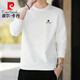 皮爾卡丹（pierre cardin）長(cháng)袖T恤男士春秋季衛衣圓領(lǐng)休閑秋衣百搭打底衫 白色 XL