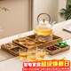 瓷牌茗茶具花茶茶具加厚耐熱玻璃茶壺加熱陶瓷溫茶爐蠟燭底座茶壺溫茶器 提梁壺(嘴濾+蠟燭臺+6杯+盤(pán) 710ml