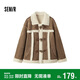 森馬（Semir）外套女牛角扣翻領(lǐng)寬松文藝2024冬季仿麂皮仿兔毛夾克109724108011