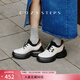 COZY STEPS可至【張婧儀同款】女士春季新款輕盈厚底增高牛皮貝果鞋 香草奶白+曜石黑7157 38