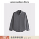 Abercrombie & Fitch經(jīng)典小麋鹿圖案美式人字紋棉質(zhì)長(cháng)袖襯衫25秋冬男裝125-5290 深黑灰色 M (180/100A)