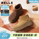 百麗（Belle）復古絨面勃肯鞋女冬季新款商場(chǎng)同款厚底加絨休閑短靴E6F1DDD5 棕色-薄絨 37 (235mm)