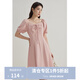 獨束微胖M大碼女法式甜美風(fēng)浪漫收腰顯瘦連衣裙24DY82529/82731 芭蕾粉 L (尺碼：2)