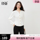 歐莎V領(lǐng)長(cháng)袖襯衫女上衣2025秋季新款收腰顯瘦通勤百搭垂感襯衣 白色 S