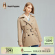 暇步士（Hush Puppies）女裝春秋季簡(jiǎn)約大氣收腰連帽風(fēng)衣外套 130卡其 M