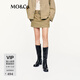 MO&Co.半身裙2025秋新品棉質(zhì)懷舊巴恩風(fēng)短裙中低腰附腰帶MBE3SKTT03 蜜駝色 M