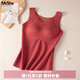 MsShe【德絨保暖內衣】加大碼女裝冬裝胖mm免穿文胸背心女帶胸墊 安可拉紅色現貨-5091 5XL