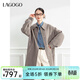 LAGOGO【100綿羊毛】寬松大衣女拉谷谷2024年冬新款簡(jiǎn)約長(cháng)款外套 灰駝色 L